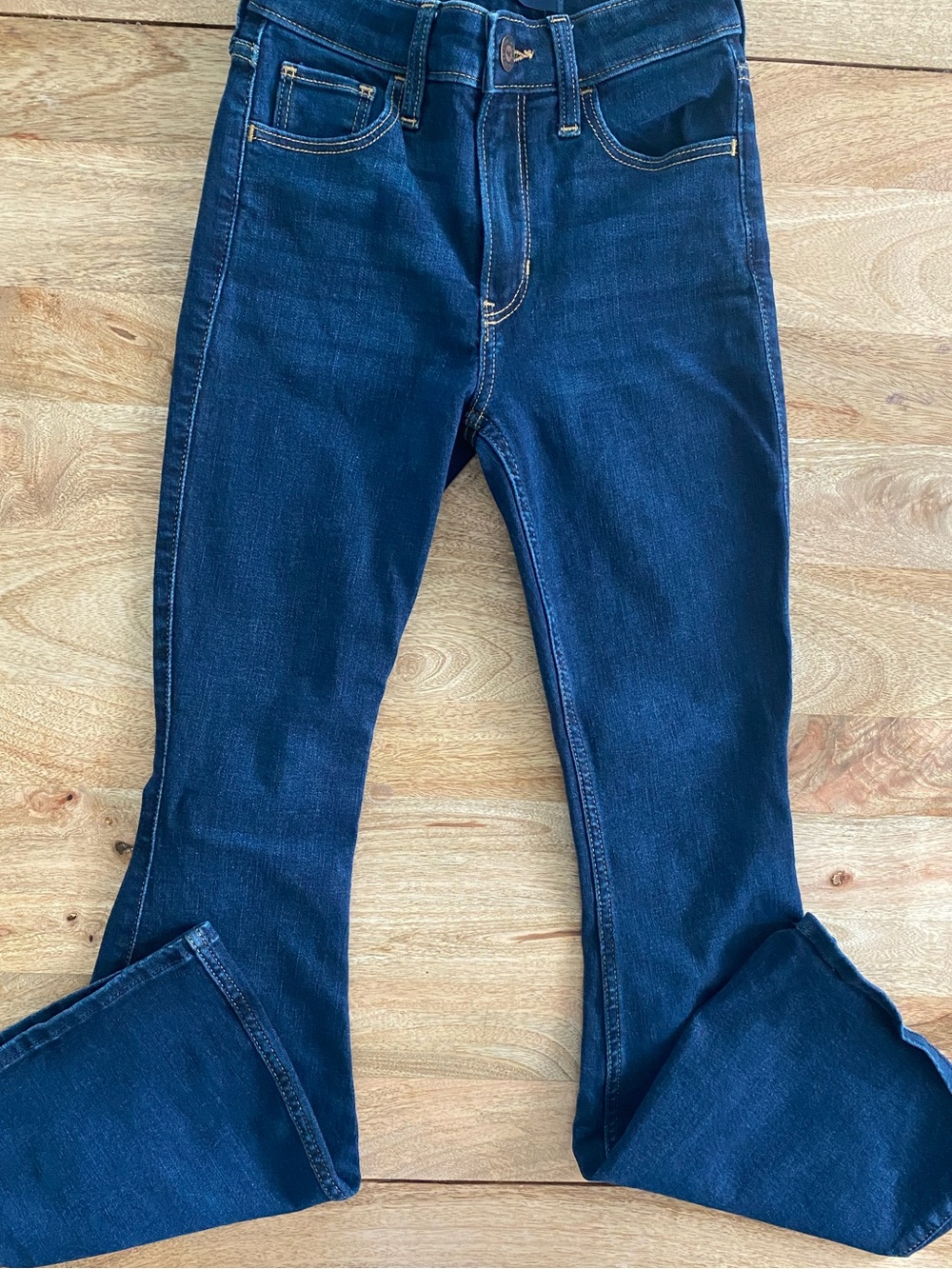 Hollister Women's Dark Indigo High-Rise Flare Jeans - Picture 2 of 5